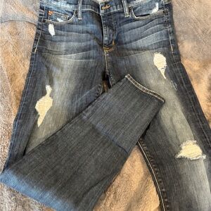Hudson Jeans Distressed Dark Blue Skinny Jeans